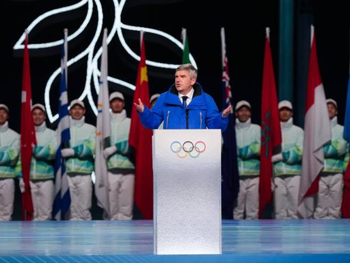 IOC-Präsident Thomas Bach bei der Eröffnungszeremonie der Olympischen Winterspiele 2022 in Peking.