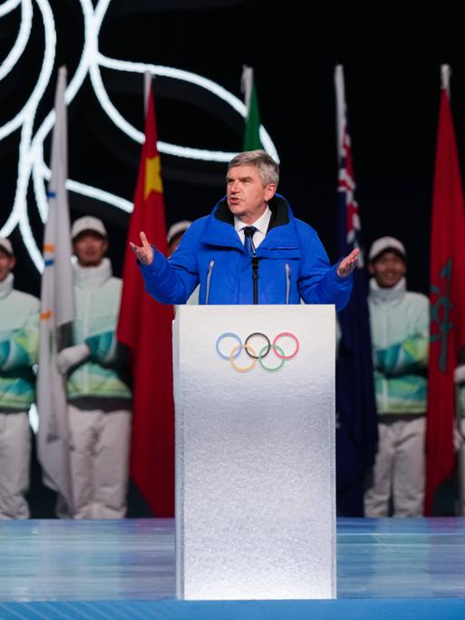 IOC-Präsident Thomas Bach bei der Eröffnungszeremonie der Olympischen Winterspiele 2022 in Peking.