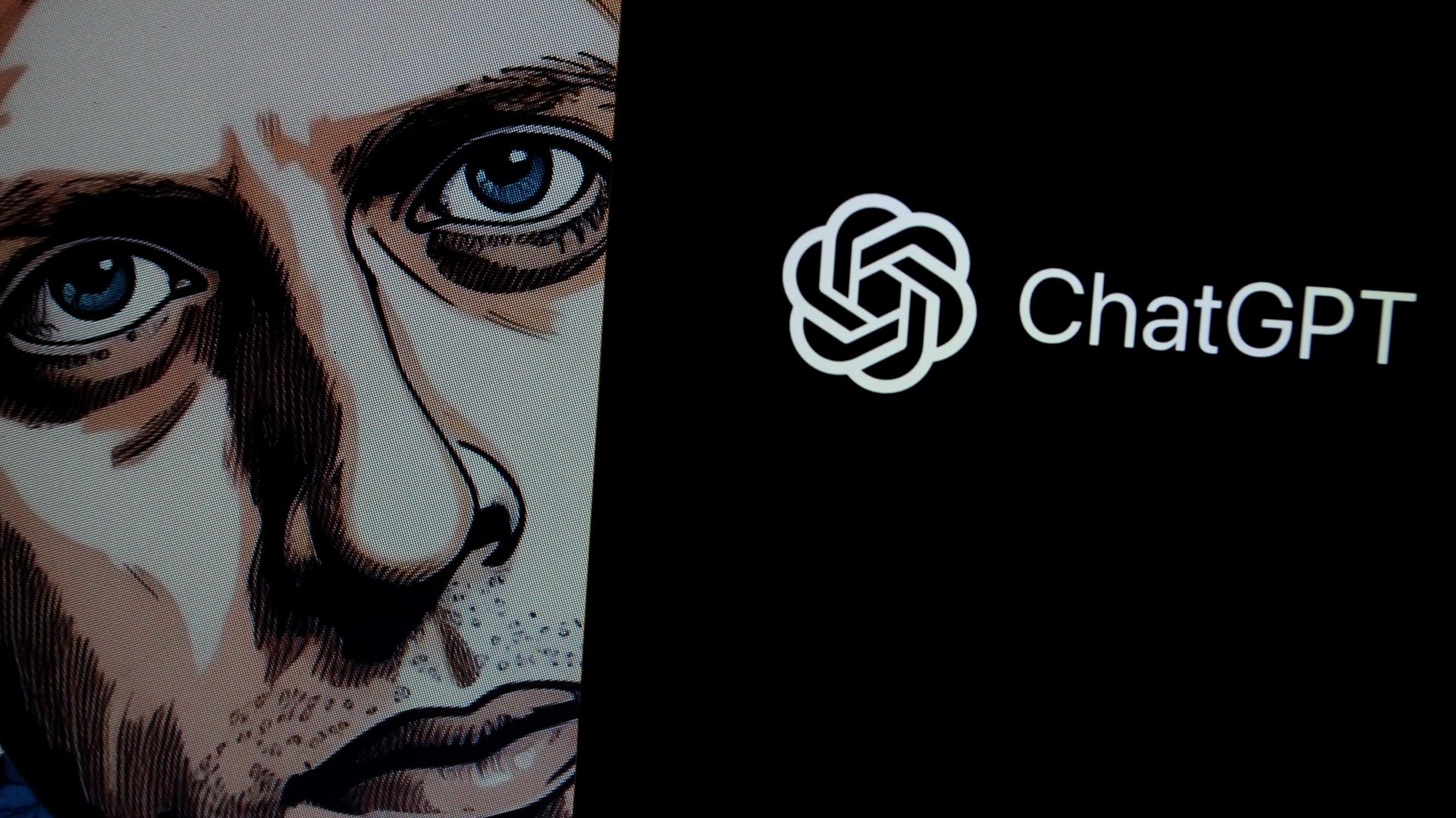 In der Illustration ist das Gesicht des Us-Unternehmers Sam Altman und das Logo des KI-Chatbots ChatGPT zu sehen.