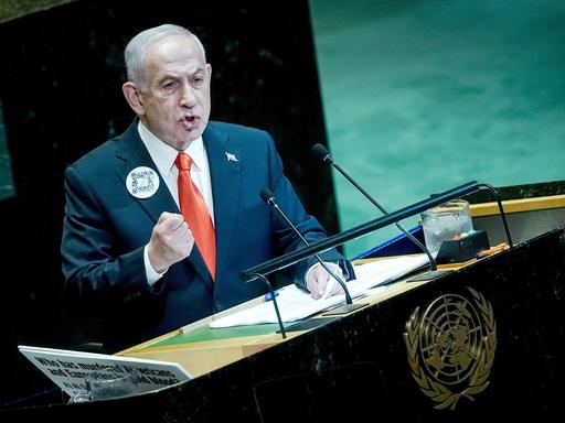 Benjamin Netanjahu, Ministerpräsident von Israel, spricht bei der Generaldebatte der UN-Vollversammlung