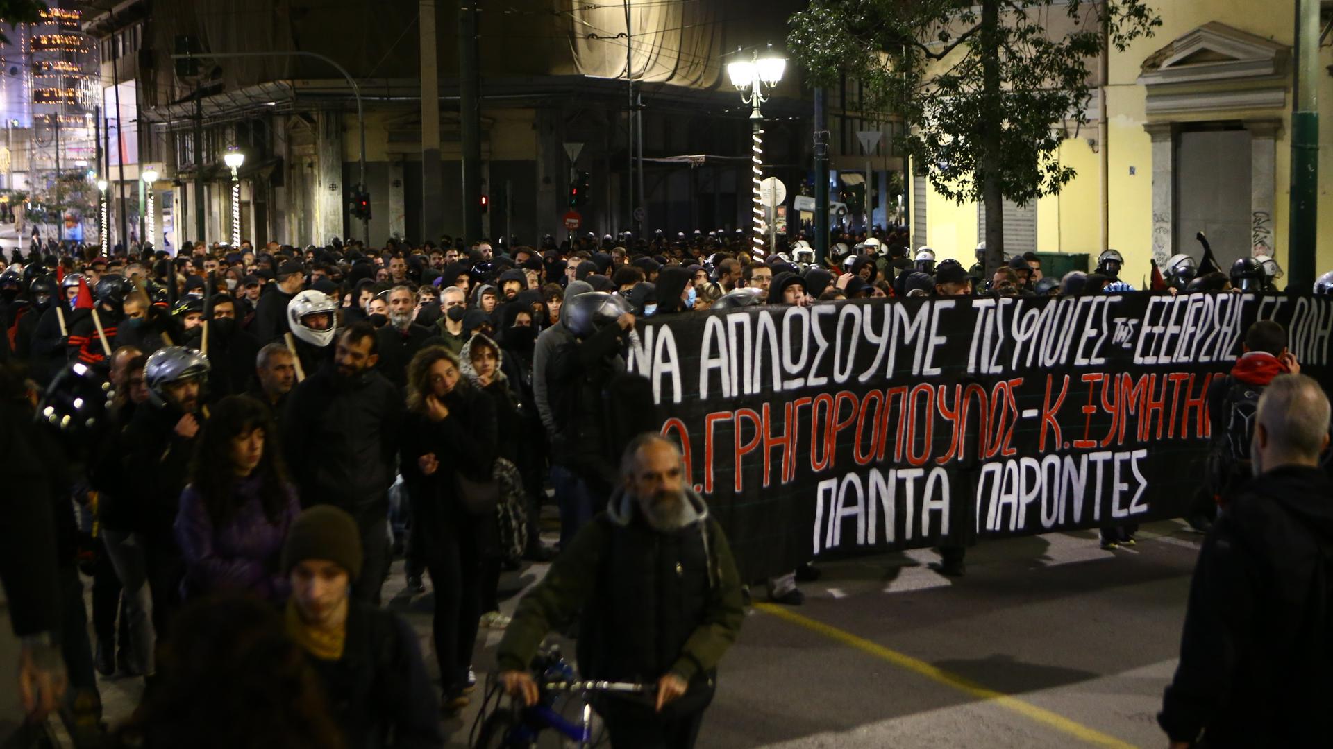 Demonstration in der griechischen Haupttstadt Athen zum Todestag des Teenagers Alexandros Grigoropoulos. 