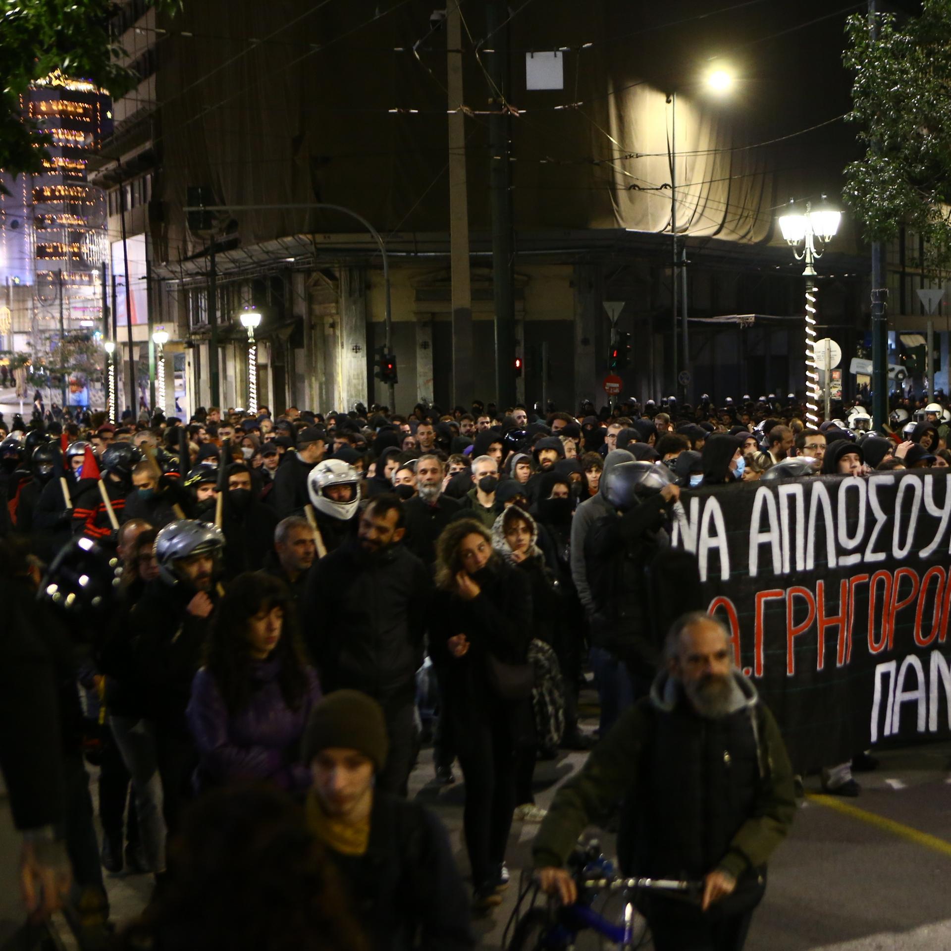Demonstration in der griechischen Haupttstadt Athen zum Todestag des Teenagers Alexandros Grigoropoulos. 