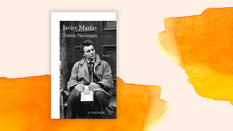 Das Cover zeigt die Schwarzweiß-Fotografie eines Mannes (vermutlich Marias) im Trenchcoat, der auf einer Treppenstufe vor einer Tür sitzt und ein Buch in der Hand hält. Darüber Autorenname und Buchtitel.