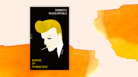 Das Cover von Dorota Masłowskas Roman "Bowie in Warschau" zeigt den berühmten Sänger als Karrikatur gezeichnet mit blonder Haartolle und Zigarette im Mund.