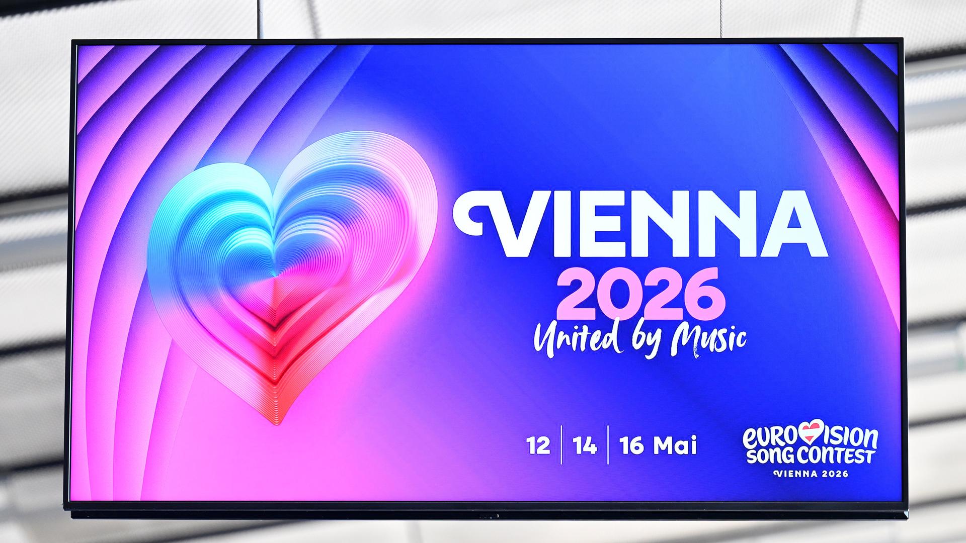 Logo der Euro Vision Songcontest 2026 in der Wiener Stadthalle. Logo der Euro Vision Songcontest 2026 in der Wiener Stadthalle.