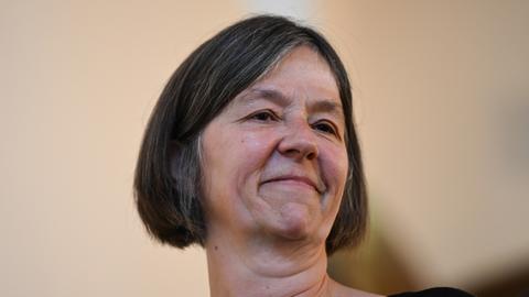 Die Autorin Christine Wunnicke («Wachs») nimmt an der Verleihung des Deutschen Buchpreis 2025 im Römer teil
