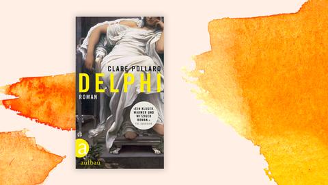 Das Cover des Romans von Clare Pollard, "Delphi". Es zeigt nebem dem Namen der Autorin und dem Titel ein Gemälde einer Frau, die auf einem Stuhl sitzt. Sie trägt ein oben freizügiges, wallendes, helles Gewand. 