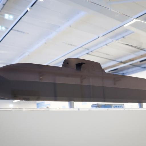  Ein U-Boot Modell der HDW Class 212CD Baureihe ist im Besucherzentrum "Oceanworld" auf der Werft von Thyssenkrupp Marine Systems (TKMS) zu sehen.