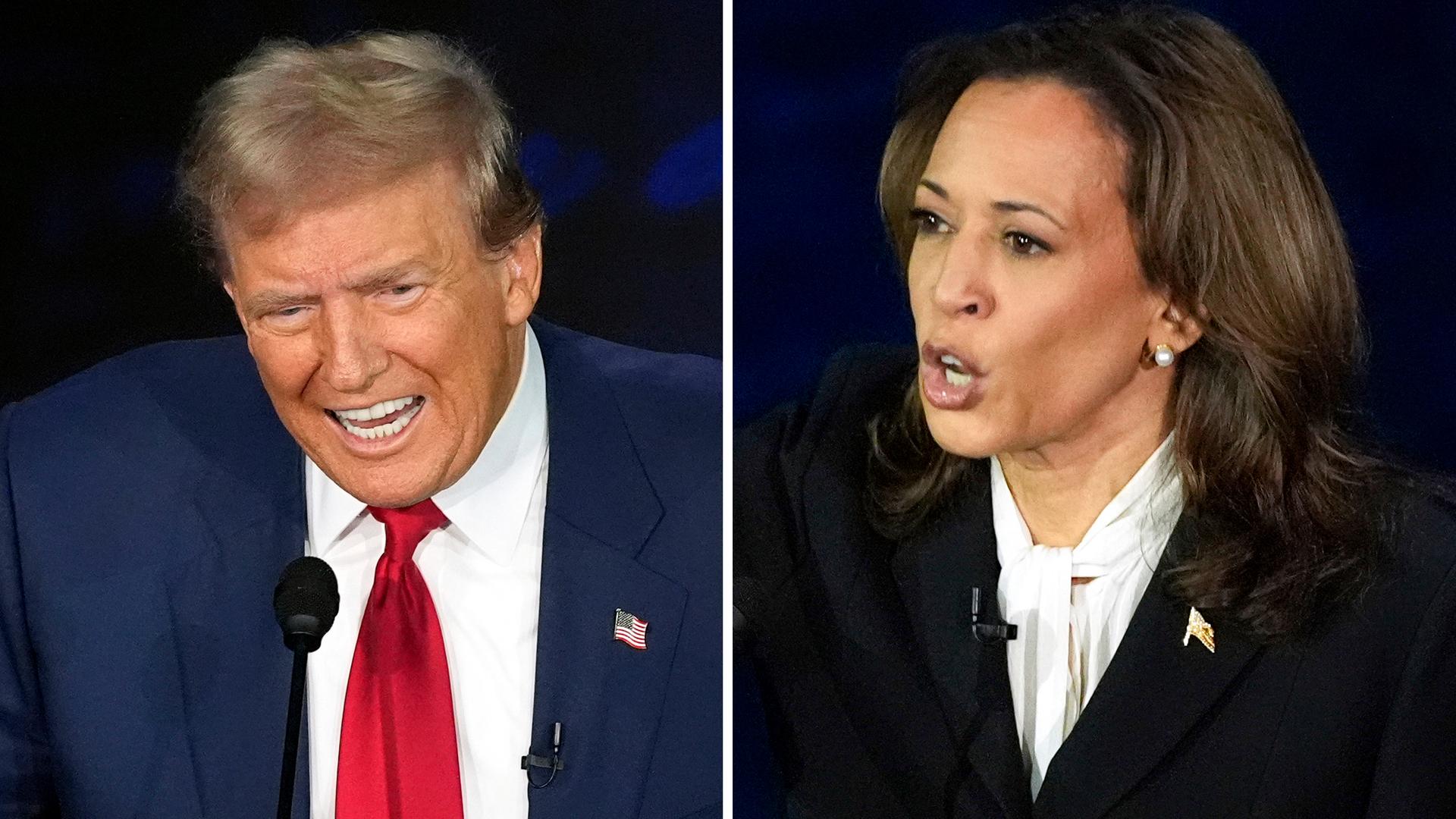 Kamala Harris und Donald Trump beim TV-Duell auf ABC News. 