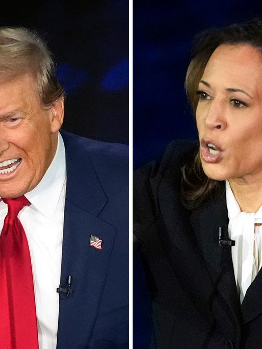 Kamala Harris und Donald Trump beim TV-Duell auf ABC News. 