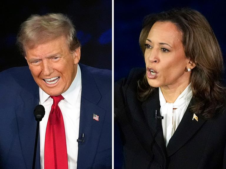 Kamala Harris und Donald Trump beim TV-Duell auf ABC News. 