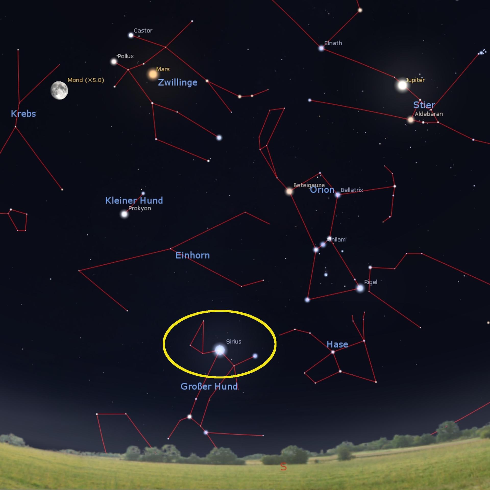 Funkeln am Winterhimmel - Sirius, der hellste und doch schwache Stern