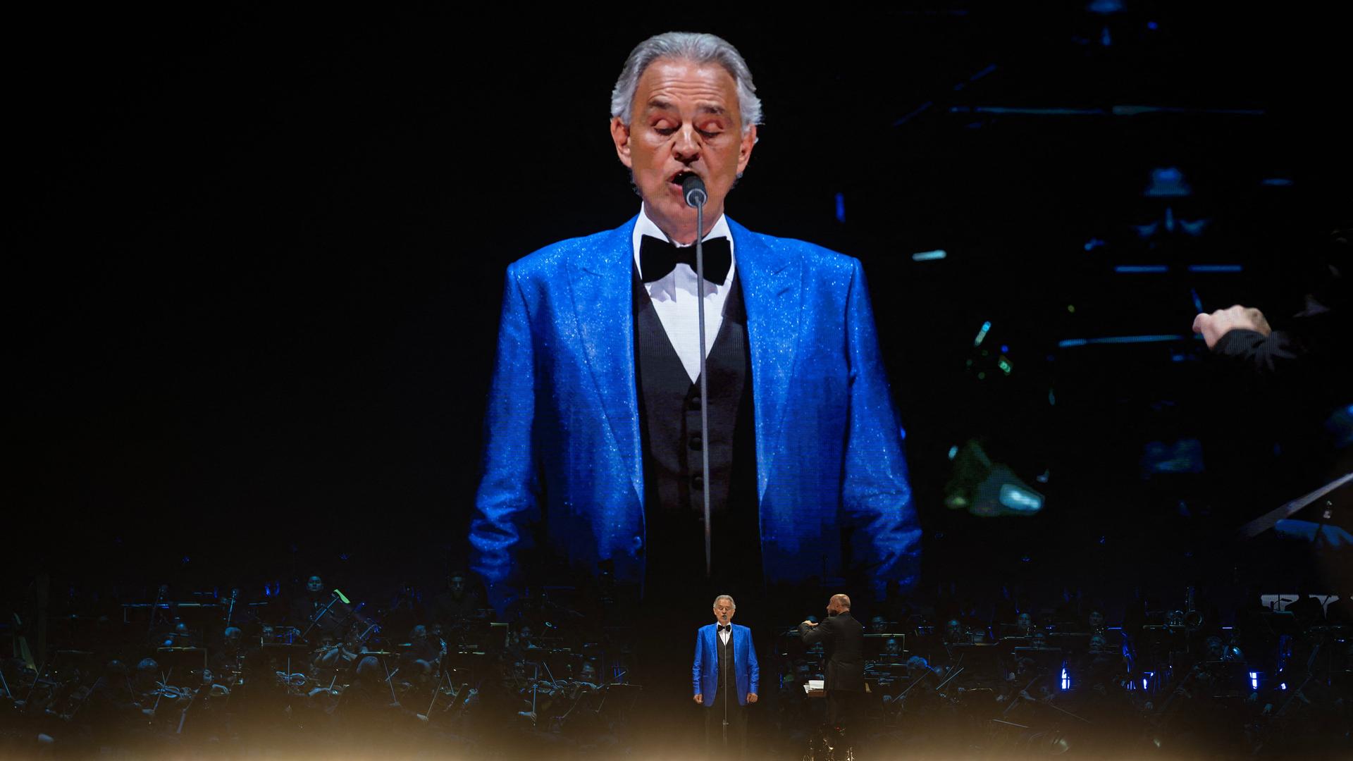 Der italienische Tenor Andrea Bocelli in Mexiko-Stadt. Der italienische Tenor Andrea Bocelli in Mexiko-Stadt.