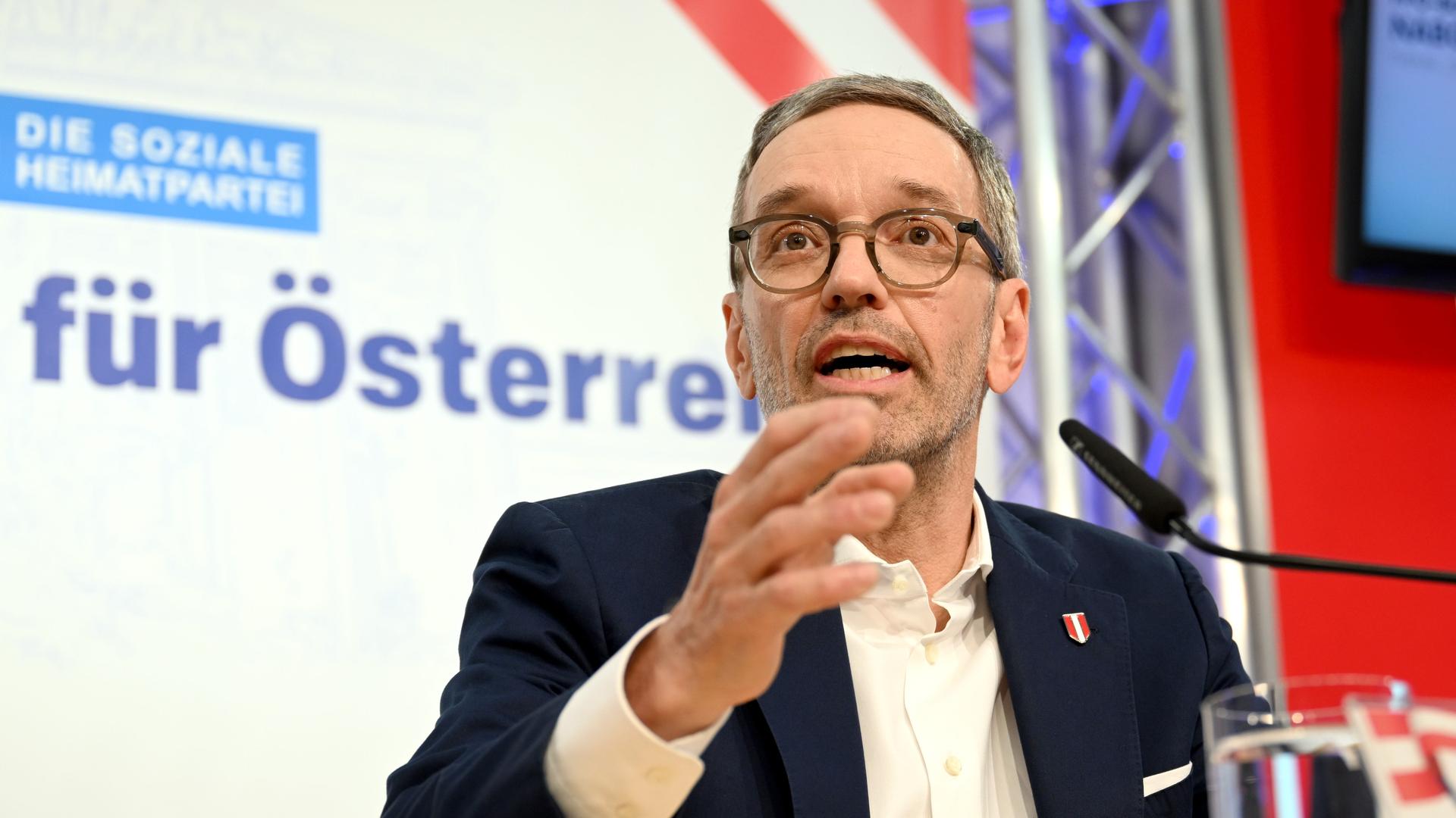 FPÖ-Bundesparteiobmann Herbert Kickl bei einer Presseerklärung in Wien