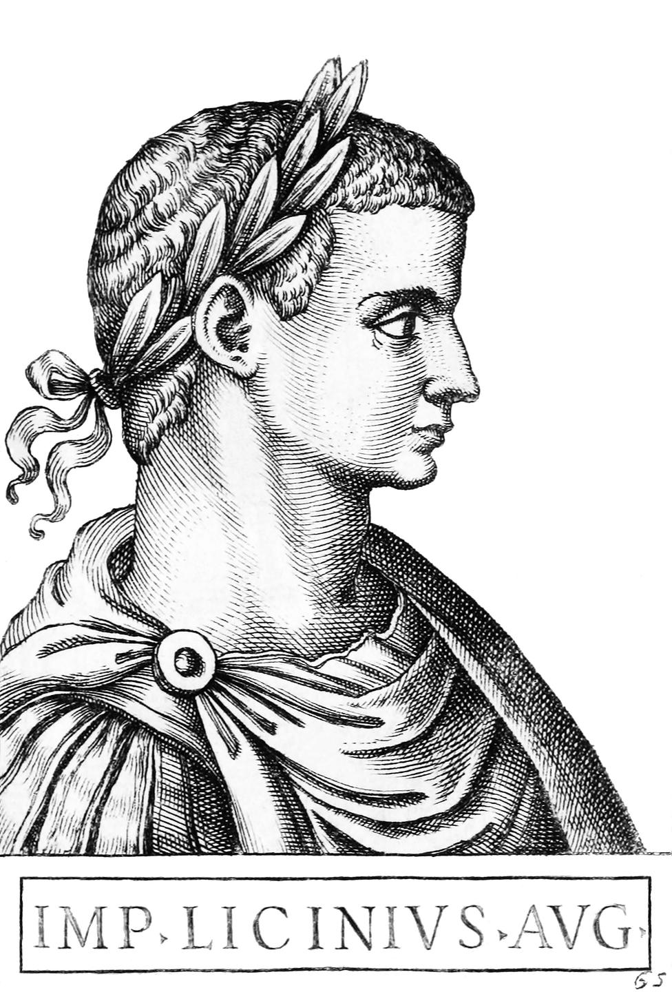 Zeichnung von Kaiser Licinius im Profil mit Lorbeerkranz