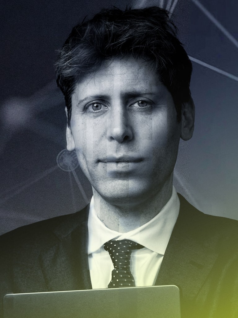 Das Cover zum Podcast "Die OpenAI Story" zeigt OpenAI-Chef Sam Altman im Anzug