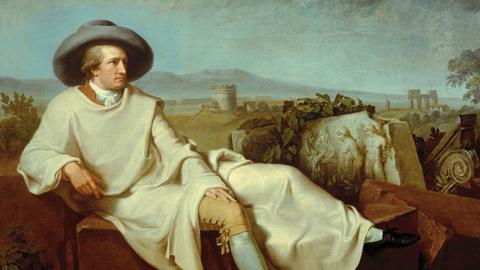 "Goethe in der Campagna". Gemälde von Johann Heinrich Wilhelm Tischbein , 1787. Öl auf Leinwand, 164 a 206 cm.  Städelsches Kunstinstitut, Frankfurt a. M..