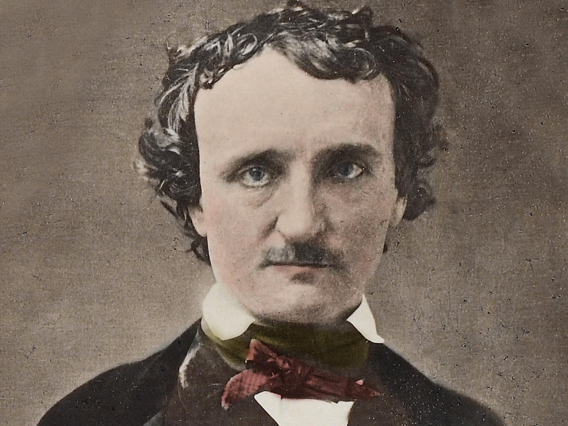 Porträt des amerikanischen Schriftstellers Edgar Allan Poe (1809-1849), kolorierte Daguerreotypie.