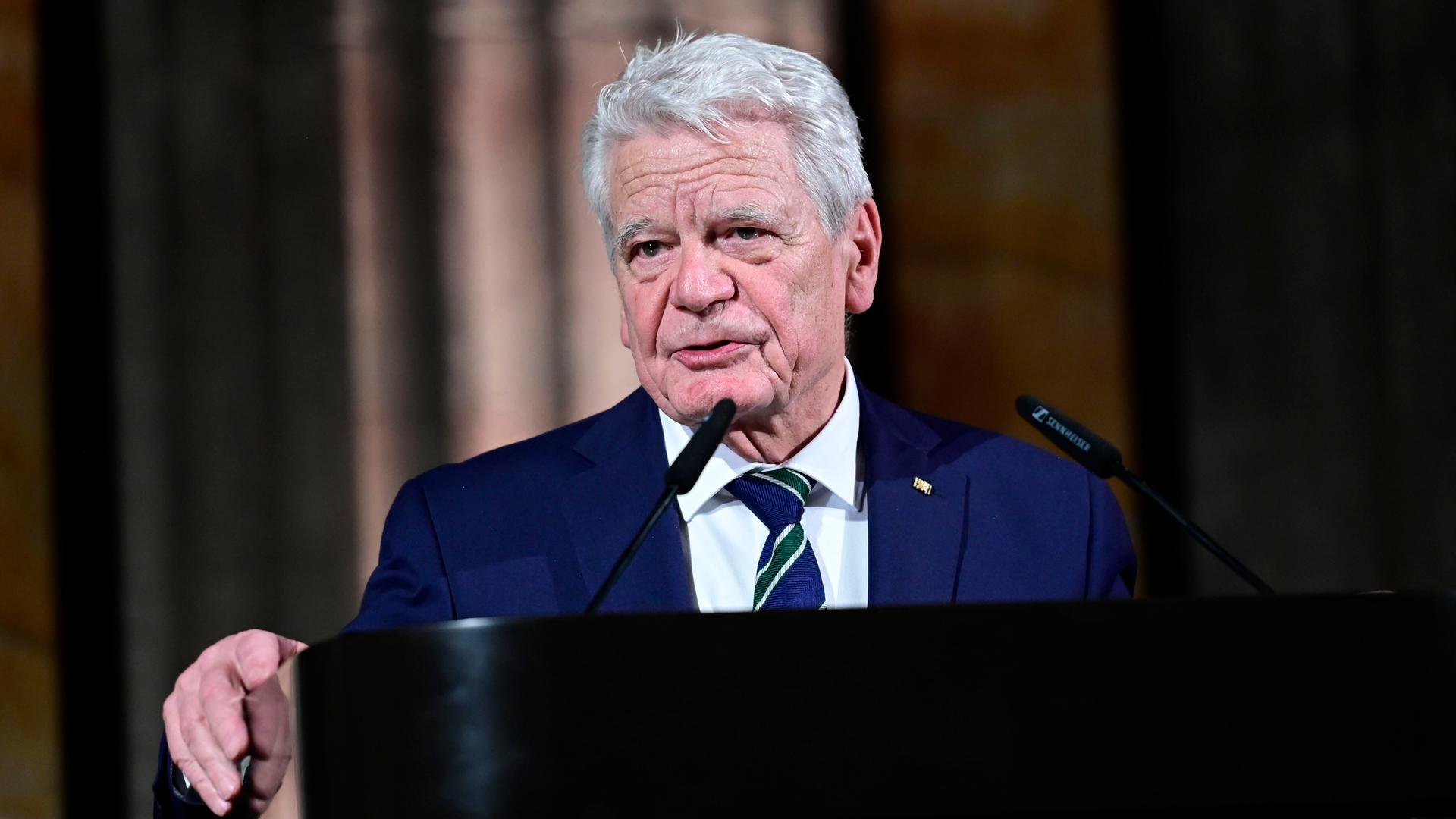 Joachim Gauck bei der Verleihung des Internationalen Brückepreises der Europastadt Görlitz / Zgorzelec im Kulturforum Görlitzer Synagoge.