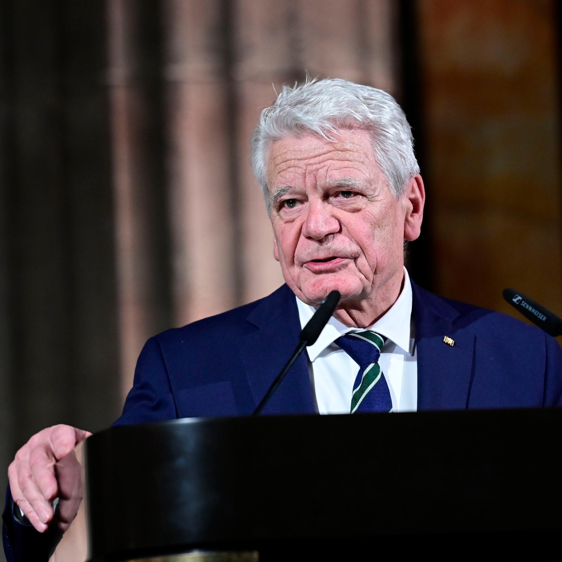 Joachim Gauck bei der Verleihung des Internationalen Brückepreises der Europastadt Görlitz / Zgorzelec im Kulturforum Görlitzer Synagoge.