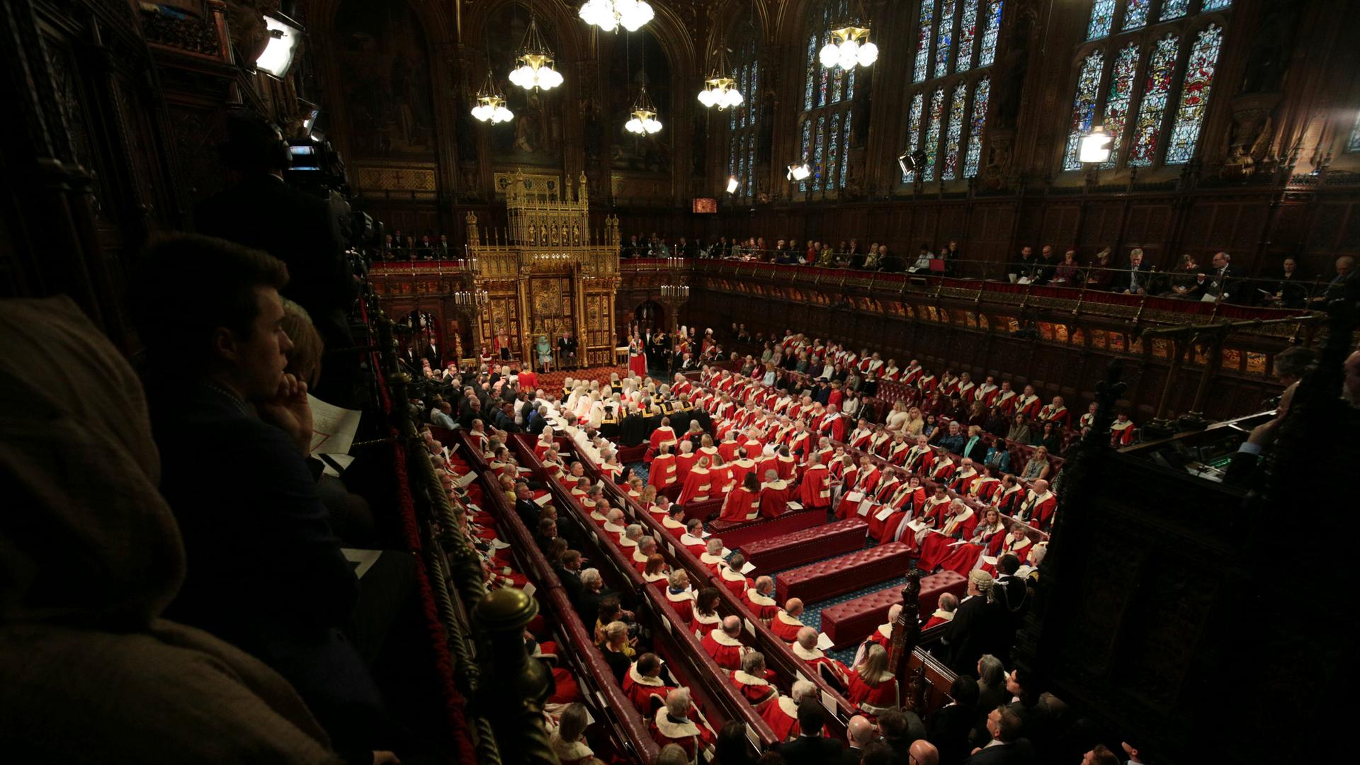 House of Lords im Palace of Westminster in London, 2019