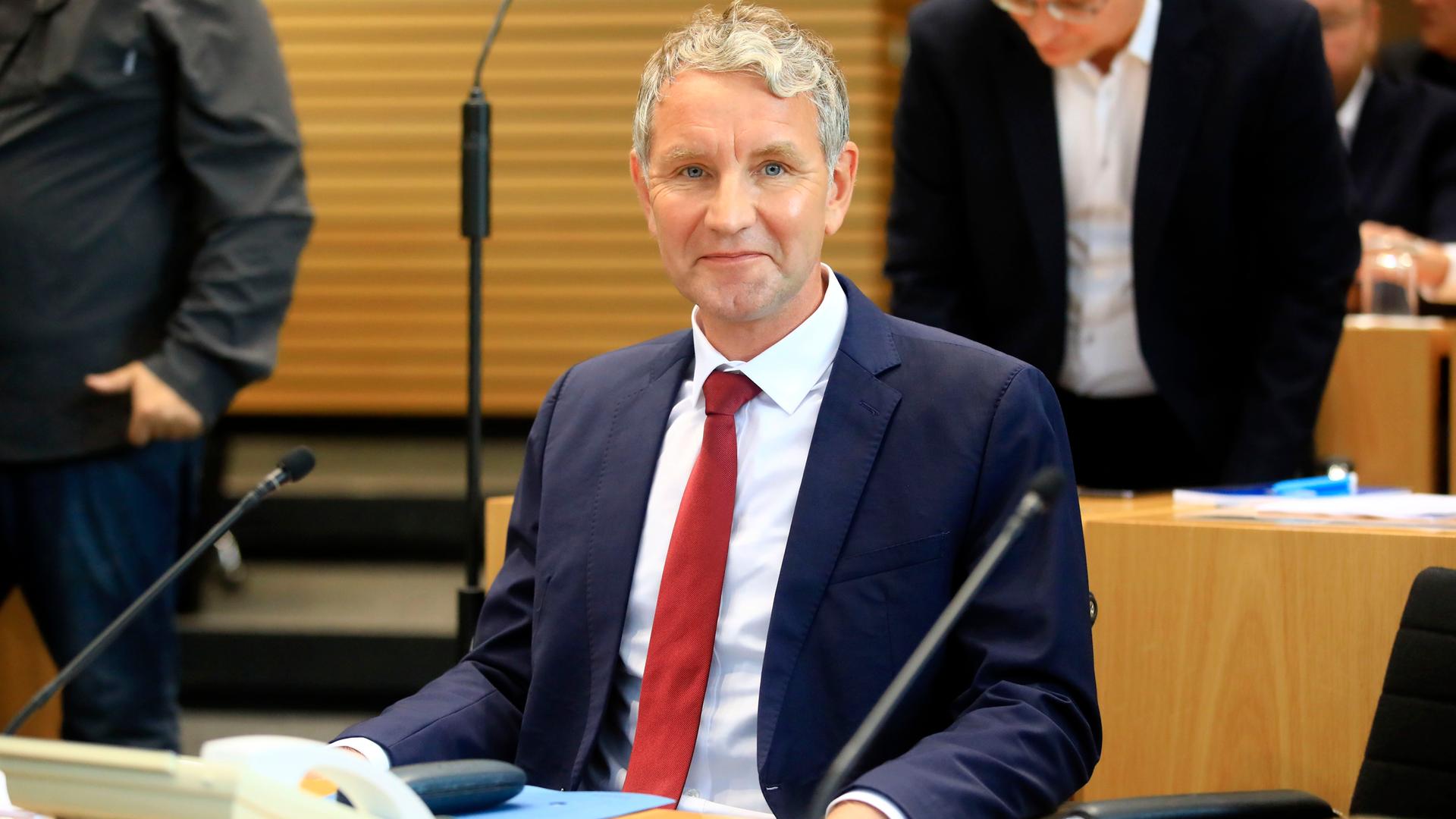 Björn Höcke bei der Konstituierenden Sitzung des Landtags und der 1. Plenarsitzung in der 8. Wahlperiode im Landtag. Erfurt, 26.09.2024