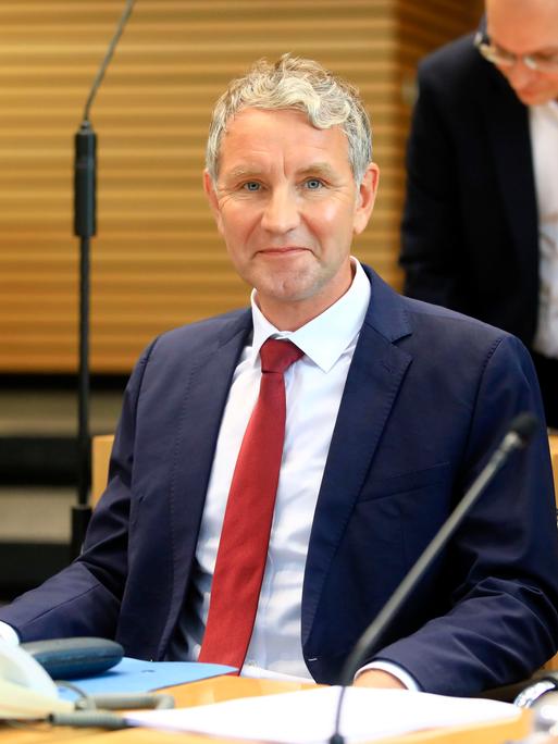 Björn Höcke bei der Konstituierenden Sitzung des Landtags und der 1. Plenarsitzung in der 8. Wahlperiode im Landtag. Erfurt, 26.09.2024