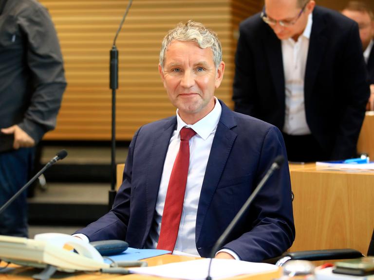 Björn Höcke bei der Konstituierenden Sitzung des Landtags und der 1. Plenarsitzung in der 8. Wahlperiode im Landtag. Erfurt, 26.09.2024