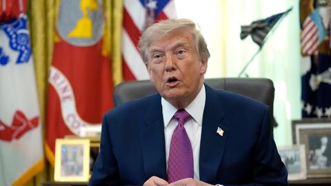 Präsident Donald Trump spricht im Oval Office des Weißen Hauses in Washington. 