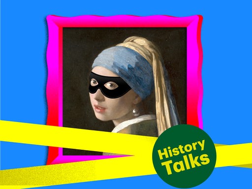 Die Grafik zeigt das Gemälde "Das Mädchen mit dem Perlenohrring" in abgewandelter Form.