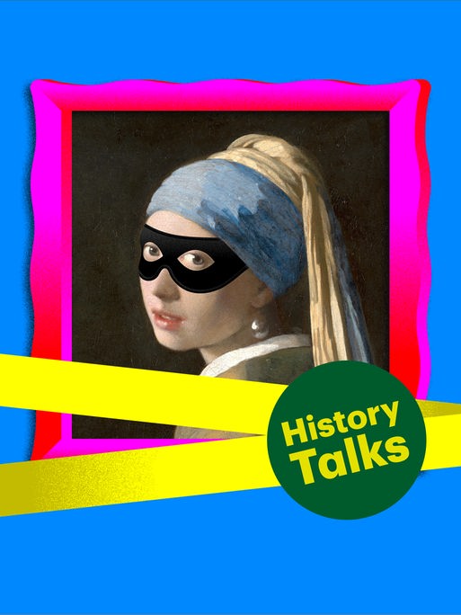 Die Grafik zeigt das Gemälde "Das Mädchen mit dem Perlenohrring" in abgewandelter Form.