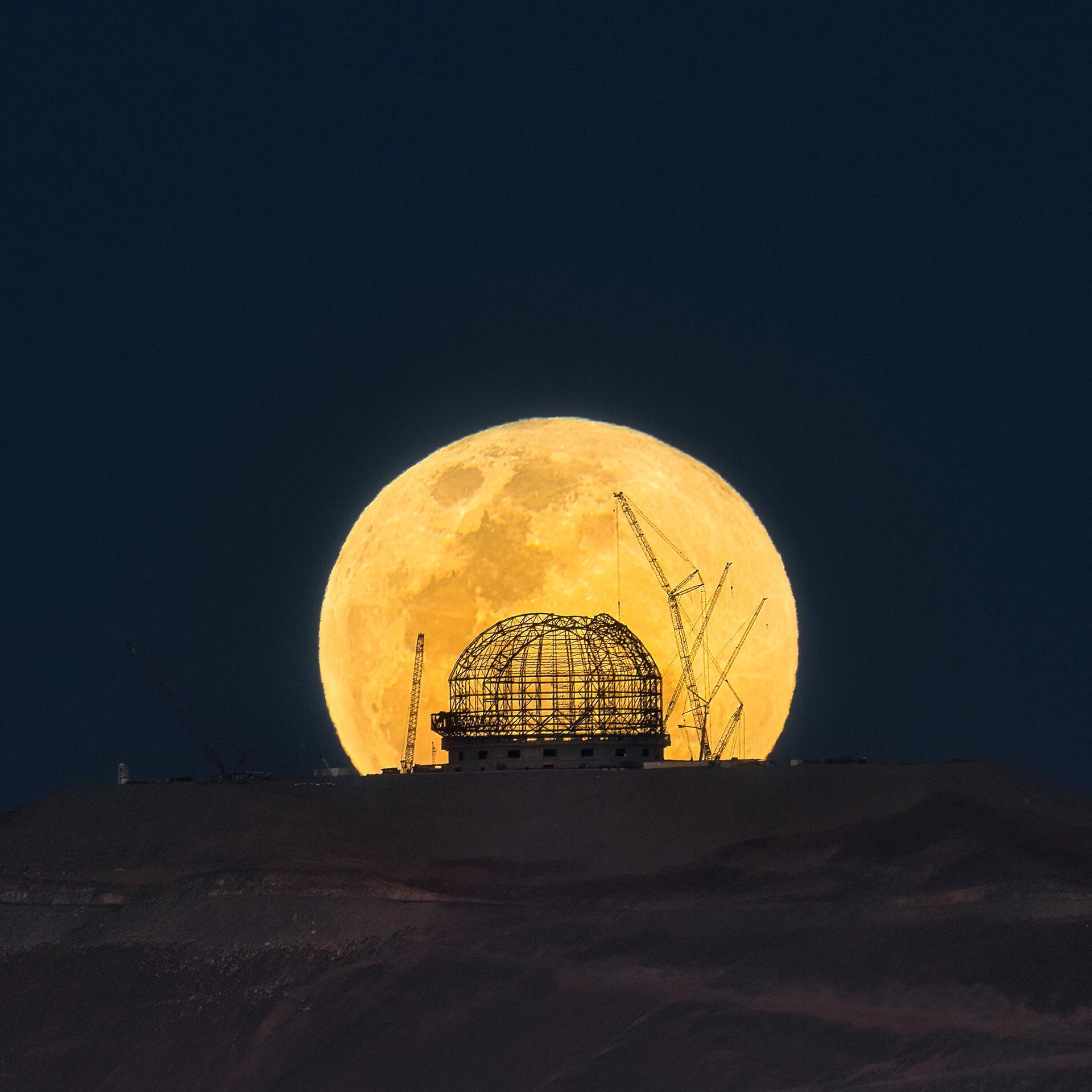 Himmelsschauspiel - Gelber Vollmond vor dem blauen