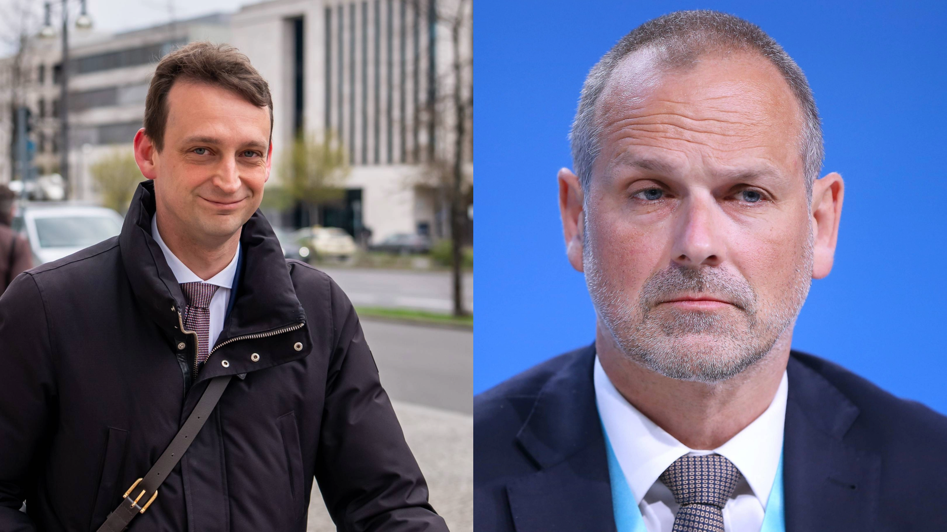 Zu sehen ist eine Collage mit dem alten Büroleiter von Friedrich Merz, Jacob Schrot und dem neuen Büroleiter, Philipp Birkenmeier. Zu sehen ist eine Collage mit dem alten Büroleiter von Friedrich Merz, Jacob Schrot und dem neuen Büroleiter, Philipp Birkenmeier.