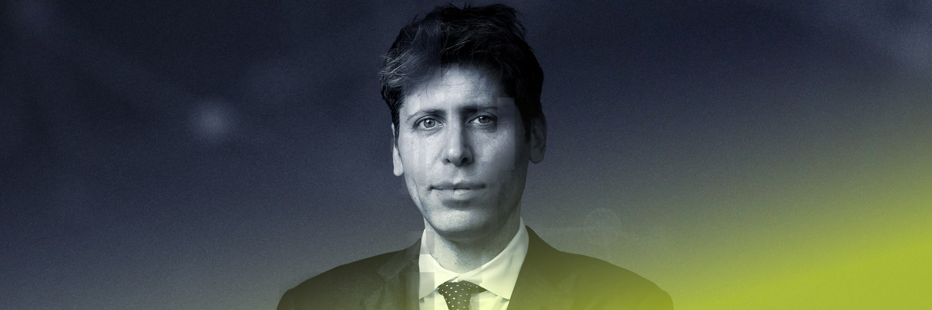 Das Cover zum Podcast "Die OpenAI Story" zeigt OpenAI-Chef Sam Altman im Anzug