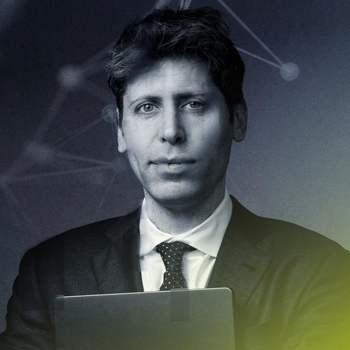 Das Cover zum Podcast "Die OpenAI Story" zeigt OpenAI-Chef Sam Altman im Anzug