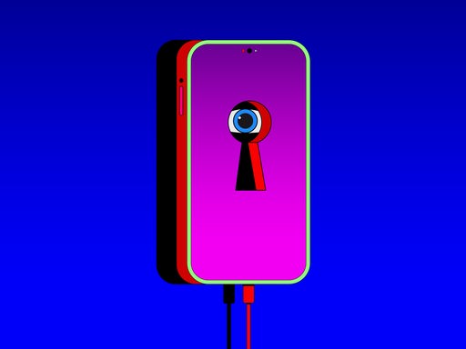 Das Cover zum Podcast "Dark Agent" ist die Zeichnung eines Smarthphones, dessen Bildschirm ein Schlüsselloch hat. Durch das Schlüsselloch blickt ein neugieriges Auge.