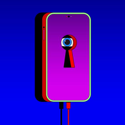 Das Cover zum Podcast "Dark Agent" ist die Zeichnung eines Smarthphones, dessen Bildschirm ein Schlüsselloch hat. Durch das Schlüsselloch blickt ein neugieriges Auge.