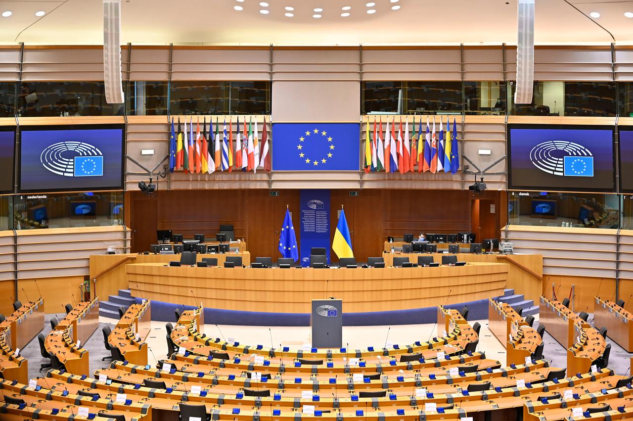 Der Planarsaal des Europäischen Parlaments in Brüssel 