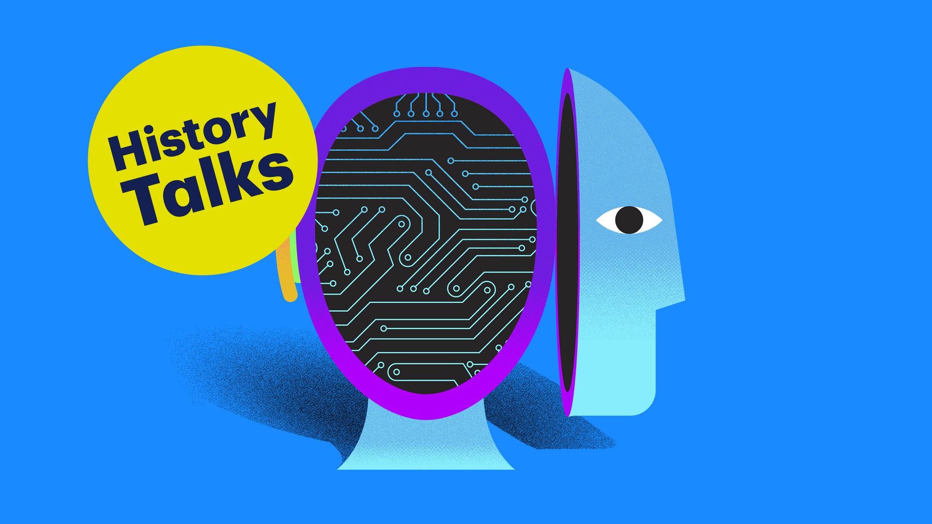 Die Grafik zeigt zwei Kopfhälften, darin eine Platine.