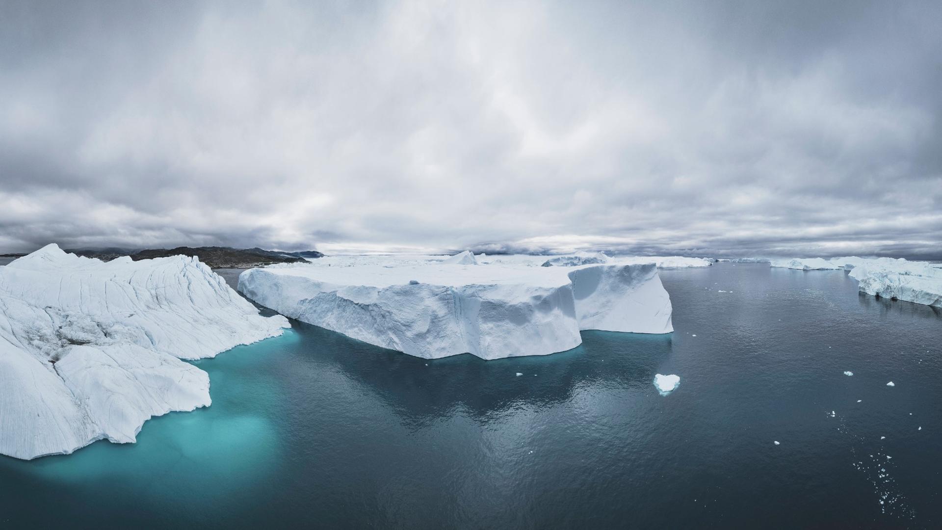 extreme iceberg in panoramic view Ilulissat, Avannaata, Greenland