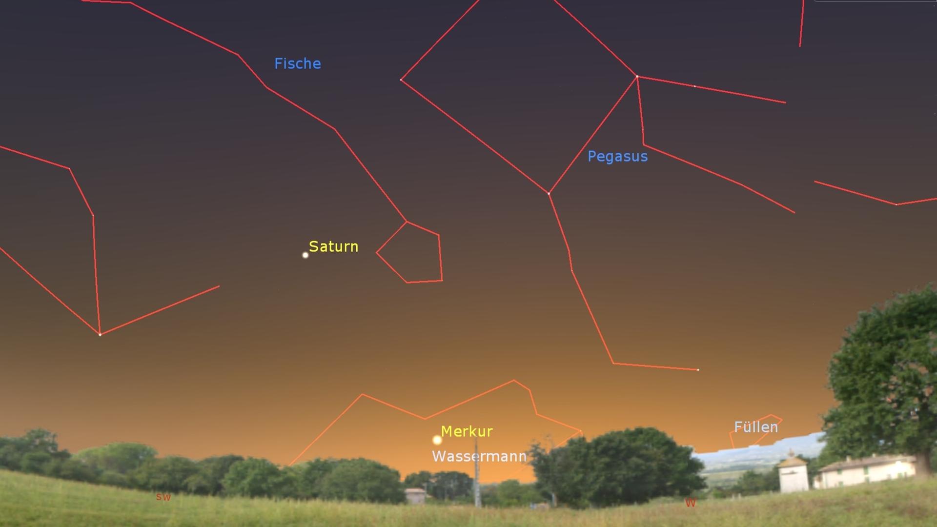 Merkur, der kleinste und sonnennächste aller Planeten, zeigt sich an den kommenden Abenden tief am Westhimmel