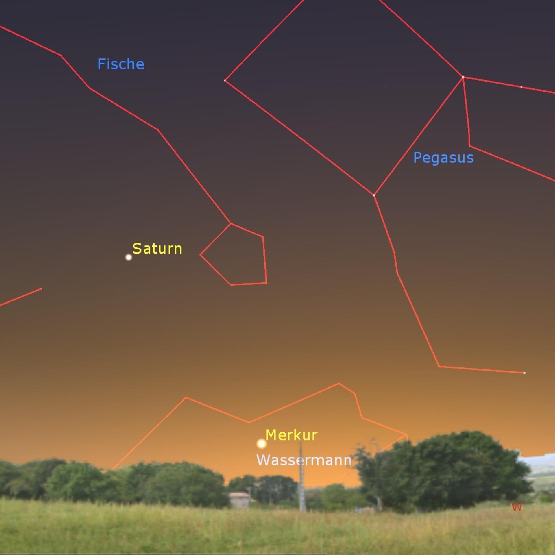 Raummission - Seltener Anblick von Merkur am Abendhimmel
