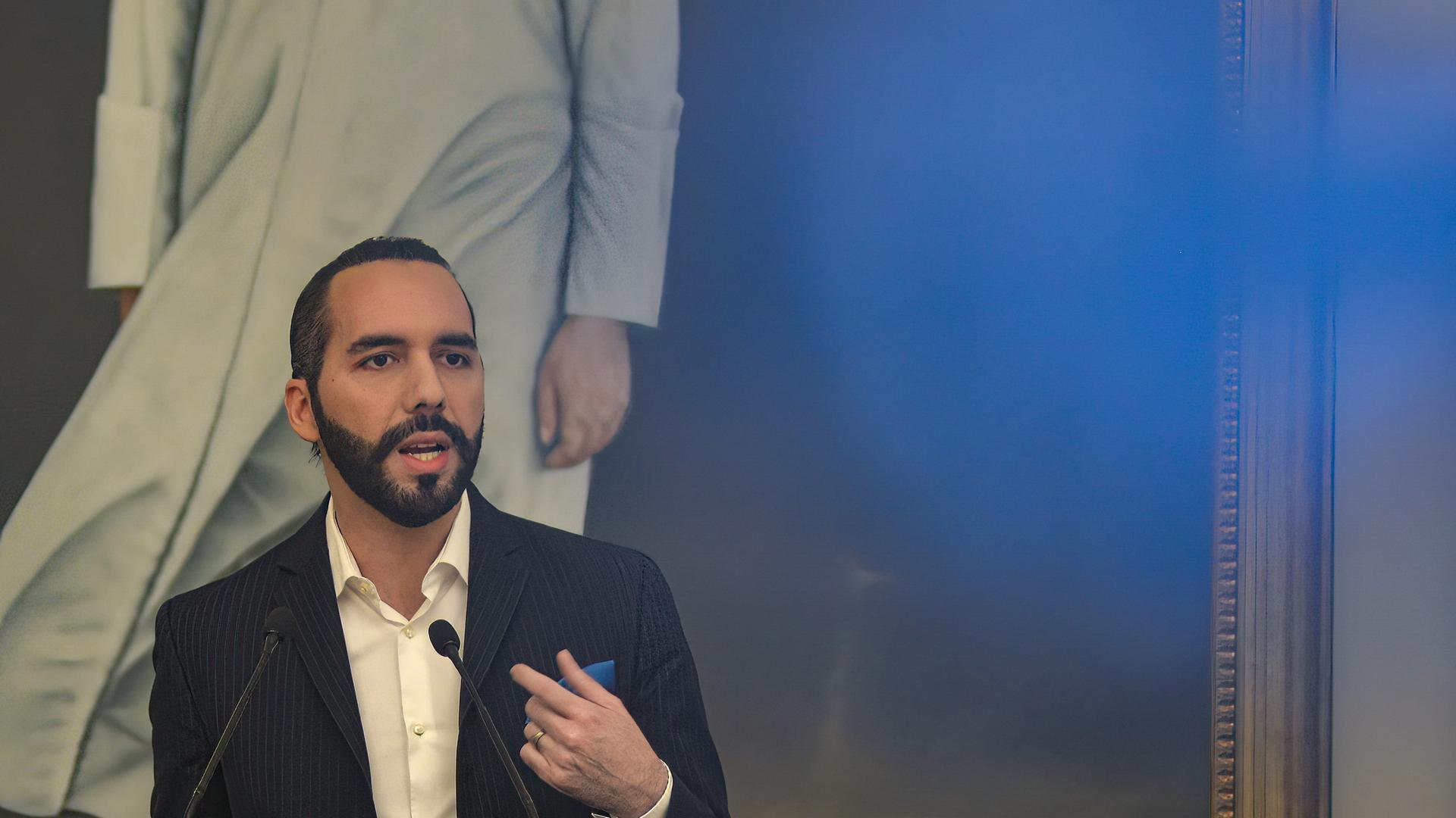 Nayib Bukele, Präsident von El Salvador, bei einer Pressekonferenz am 25.5.2021