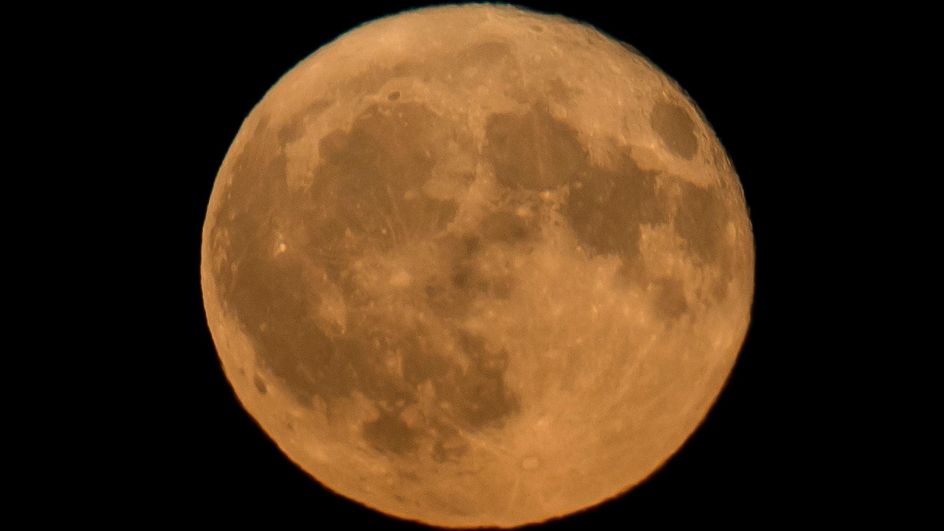 Der Mond wirkt auf dem Bild besonders groß. Der Mond wirkt auf dem Bild besonders groß.