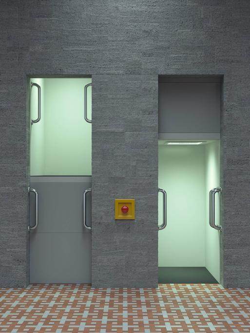 Ein 3D-Rendering zeigt ein Paternoster.