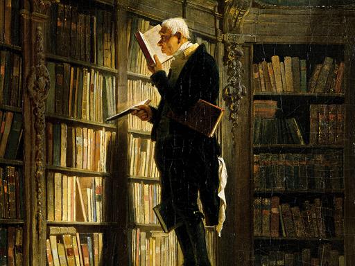 Gemälde "Der Bücherwurm" von Carl Spitzweg (1850)