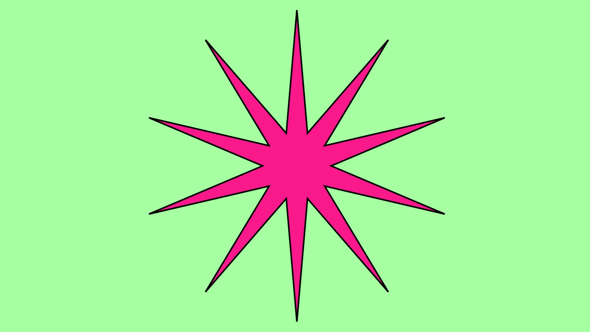 Die Grafik zeigt einen	pinken Stern auf einem grünen Rechteck.