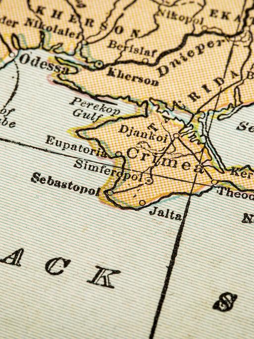 Crimea and Black Sea coast on a vintage 1920s map, selective focus (printed in 1926 - copyrights expired) (PixelsAway)