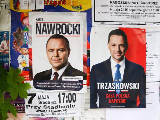 Wahlplakate von Karol Nawrocki und Rafał Trzaskowski