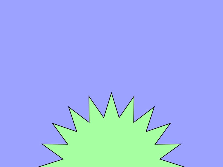 Die Grafik zeigt eine grüne Sonne auf einem lila Rechteck.